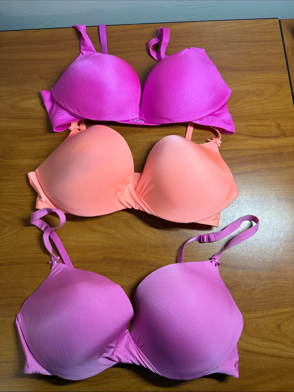 Bundle of 3 Victorias Secret Plunge Bra Vibrant Neon Sequin Sexy 36C